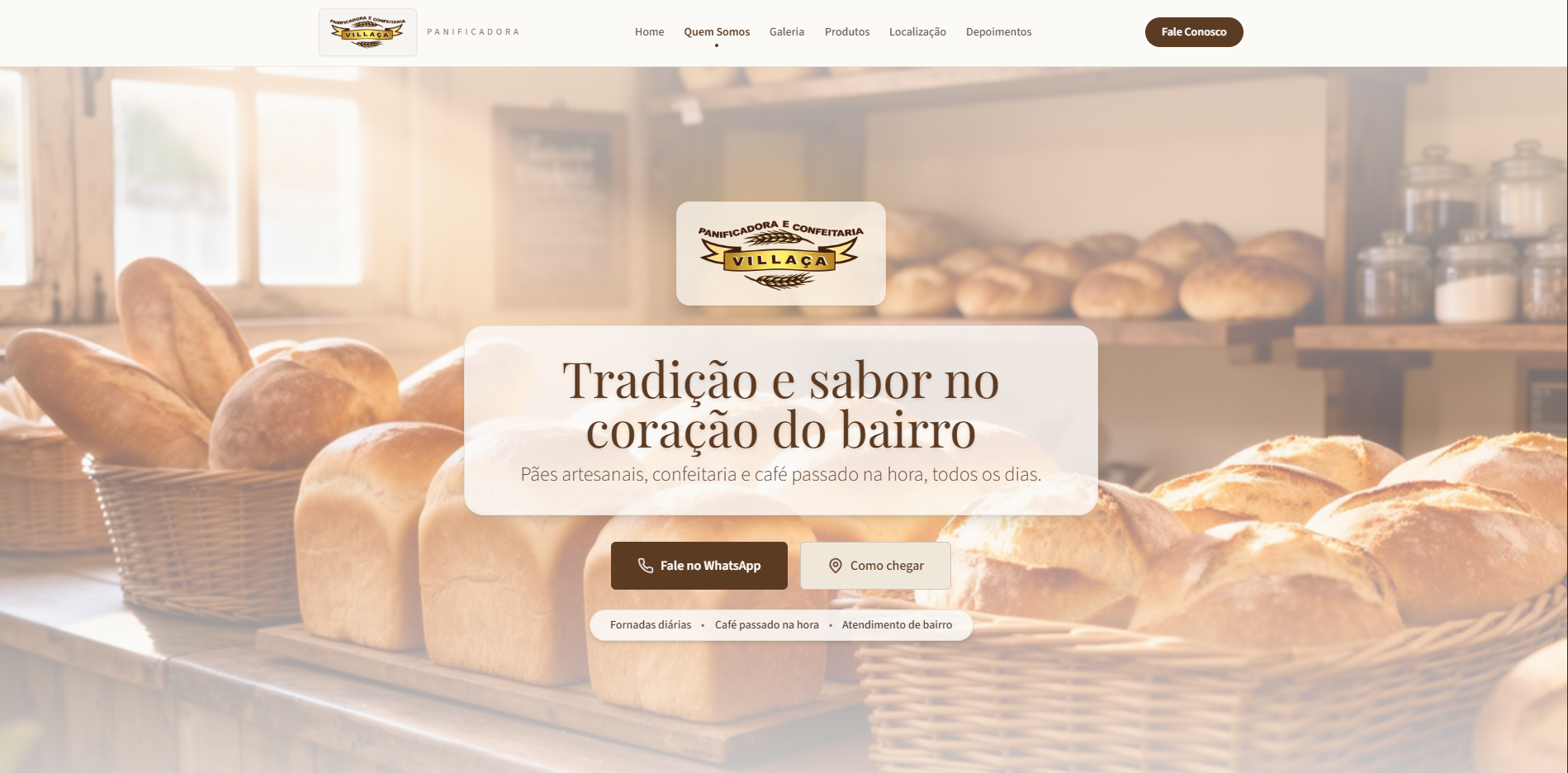 Prévia do site Padaria Villaça